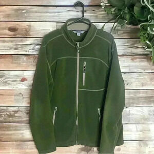 Gander Mountain Men's Army Green Size Large Fleece Jacket With 3 Zipper Pockets